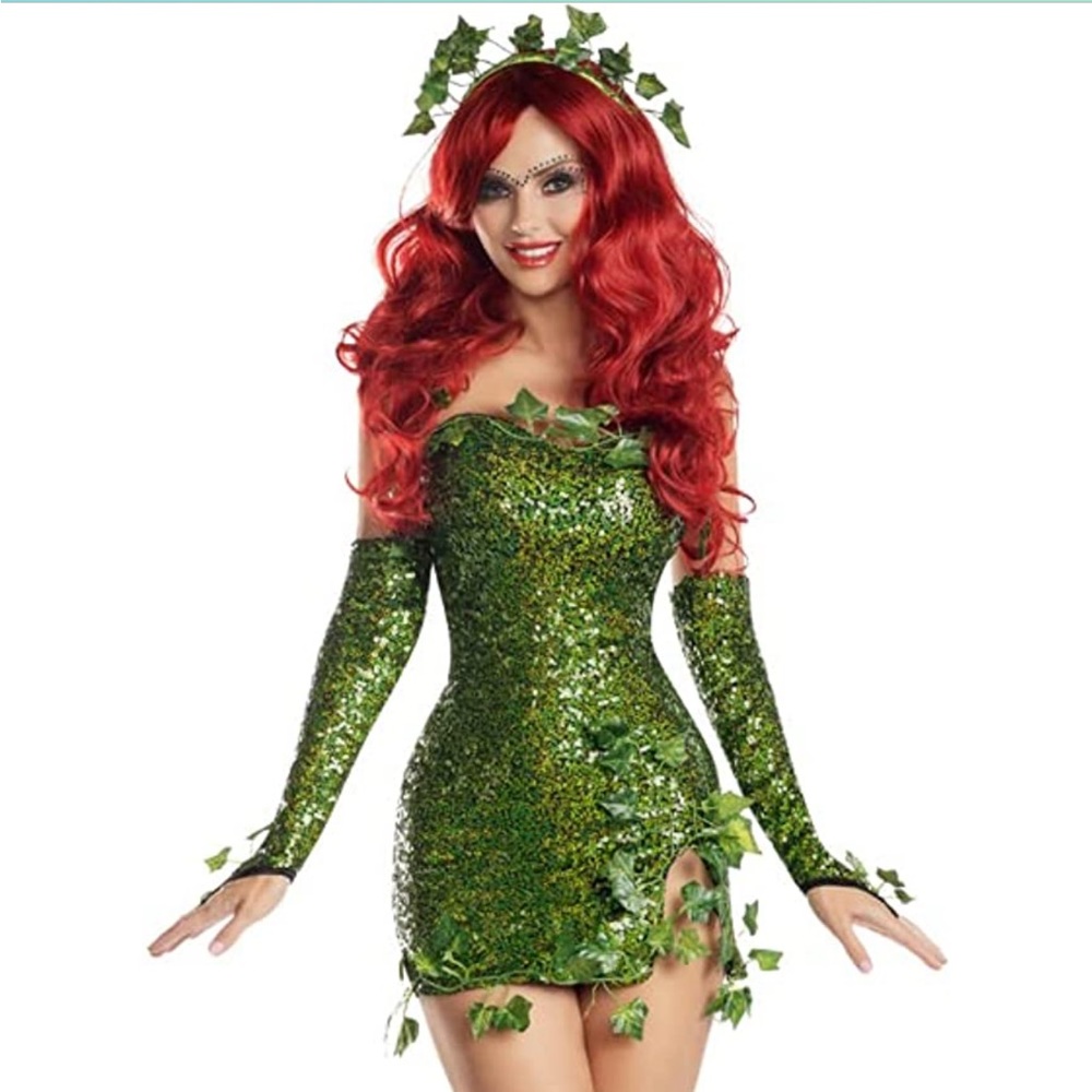 Halloween Costume Poison Ivy Cosplay Dress Up Medium Green